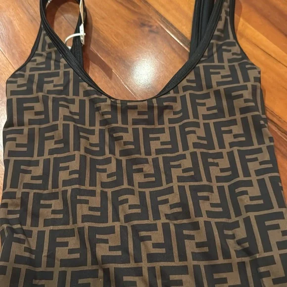 Fendi Brown Patterned Women's Swimsuit - Picture 2 of 10